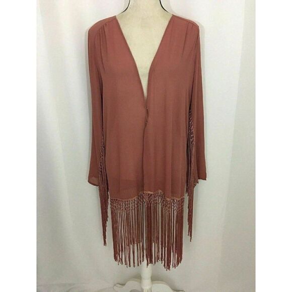 Cotton Candy Mauve Long Sleeve cardigan shawl - Picture 2 of 11